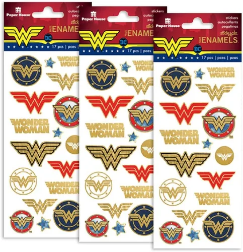 Miniatura 3 de Playhouse DC Comics Wonder Woman - Lámina de calcomanías con efecto esmaltado, 3 paquetes
