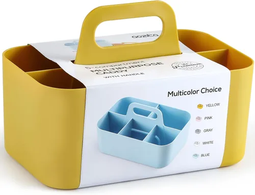Miniatura 9 de Organizador Caddy Multiusos con Asa - Contenedor Tote de Plástico Apilable - Suministros de Arte y Manualidades, Oficina, Escritorio, Papelería