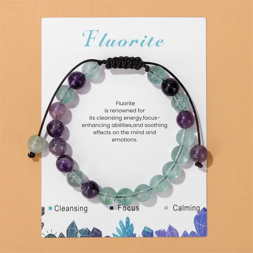 Miniatura 41 de Pulsera de cristal curativo para mujer de 0.315 in, pulsera de cuentas de cristal natural ajustable hecha a mano, joyería curativa, regalo