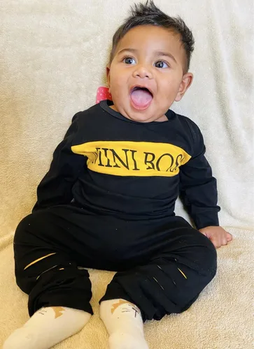 Miniatura 5 de Conjunto de 2 piezas de sudadera con estampado de letras de manga larga y pantalones para bebé niño