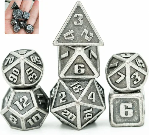 Miniatura 25 de UDIXI Juego de dados de metal de 7 troqueles, juego de dados poliédricos DND para juegos de rol y otros juegos de mesa (cobre antiguo)