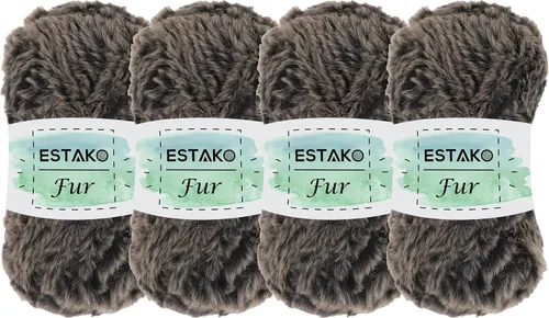 Miniatura 51 de Estako Piel 100% poliéster, suave, súper grueso, esponjoso, pelo sintético, hilo de tejer y ganchillo, 3.52 oz (100gr) 71 yardas (213.3 ft)