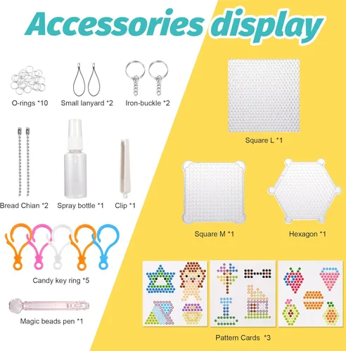 Miniatura 5 de Kit de Cuentas de Fusión Sin Plancha 3220 Piezas de Cuentas en 32 Colores Kit de Iniciación de Creatividad Ilimitada 32-TTC