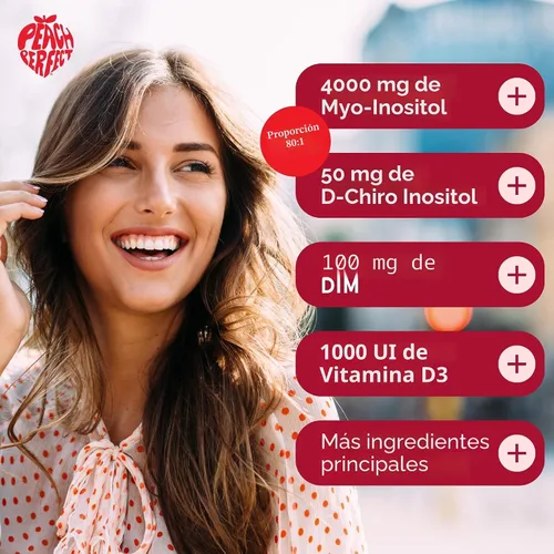 Miniatura 4 de Peach Perfect Multivitamínico en polvo de inositol, sabor a fresa y acai - 3 - Apoya la salud de la mujer, 30 SVG