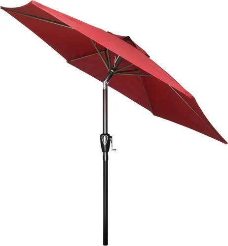 Miniatura 21 de HealSmart Sombrilla de patio de 7.5 pies con botón de inclinación/manivela, sombrilla de mesa al aire libre, 6 varillas resistentes para jardín