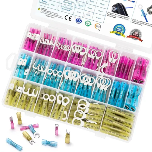 Miniatura 12 de TICONN 1250 piezas de conectores de cables con funda termorretráctil, kit de terminales eléctricos impermeables para uso automotriz y marino