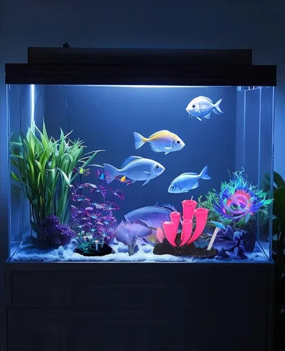 Miniatura 2 de ZtohPyo 4 piezas de decoración de pecera de acuario con efecto brillante, adorno artificial de silicona brillante, plantas de arrecife de coral