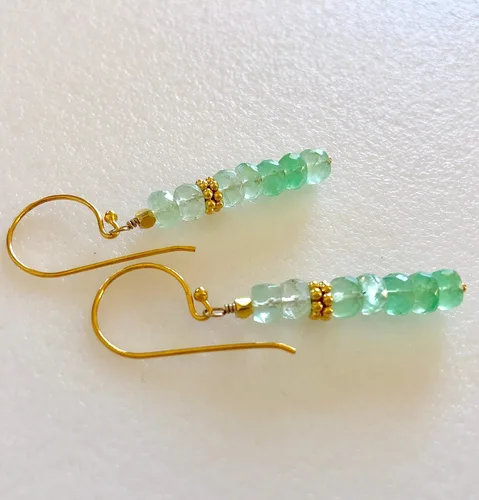 Miniatura 4 de Aretes de piedra lunar verde lima, aretes de piedra lunar degradada, delicados colgantes de piedra lunar, aretes de piedras preciosas, novia, oro