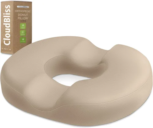 Miniatura 15 de Cojín de asiento en forma de dona CloudBliss para alivio del dolor de coxis y hemorroides, cojín de silla de espuma viscoelástica para después