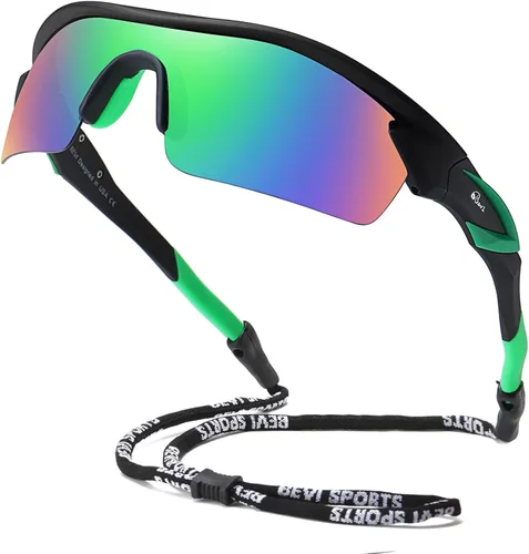 Miniatura 13 de Bevi Polarized Sports Sunglasses TR90 Unbreakable Frame for Men Women Running Cycling Golf Baseball Amarillo Azul