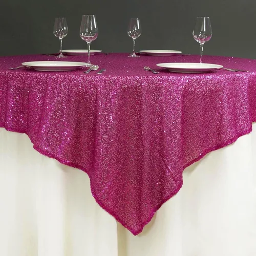 Miniatura 8 de Efavormart - Mantel cuadrado de lentejuelas de lujo de 72 x 72 pulgadas, mantel cuadrado champán para bodas, fiestas, eventos, banquetes