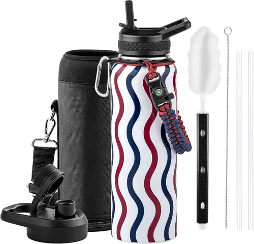 Miniatura 9 de RAYMYLO Botella de agua aislada de 24 onzas, de acero inoxidable con triple pared al vacío (fría durante 48 horas, caliente durante 24 horas), a