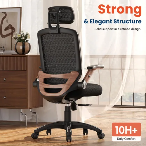Miniatura 8 de GABRYLLY Silla de oficina ergonómica, silla de escritorio con respaldo alto con brazos abatibles, reposacabezas 3D, asiento de esponja gruesa