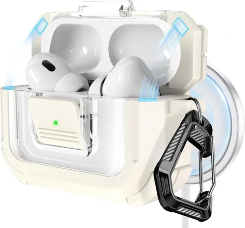 Miniatura 16 de RFUNGUANGO Funda para AirPods Pro 2, compatible con AirPods Pro de 2ª/1ª generación, compatible con MagSafe, bloqueo automático magnético con kit