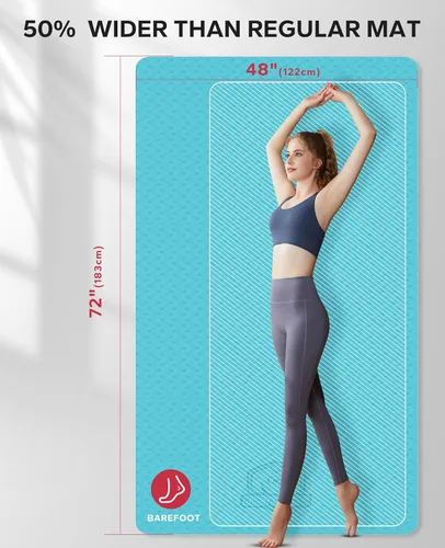 Miniatura 2 de HAPBEAR Tapete de yoga extra grande de 2.835 x 1.890 x 0.236 in (1/4 pulgadas), antideslizante, duradero, grueso y ancho para entrenamientos