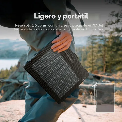 Miniatura 2 de Jackery SolarSaga 40W Air - Panel solar, 23% de eficiencia de conversión, paneles bifaciales PERC de tamaño libro, impermeable IP65, cargador solar