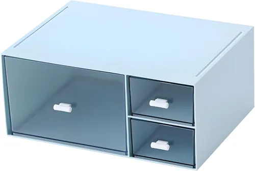 Miniatura 16 de Organizador de escritorio para manualidades y almacenamiento con 7 cajones planos, accesorios de escritorio de plástico apilables y organizador