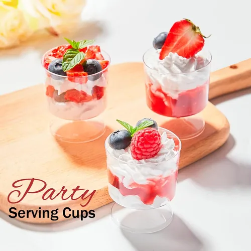 Miniatura 8 de Zezzxu Mini Copas de Postre de 2 oz con Cucharas, Paquete de 100 Copas Desechables para Aperitivos Copas de Mousse Copas Pequeñas de Plástico tipo