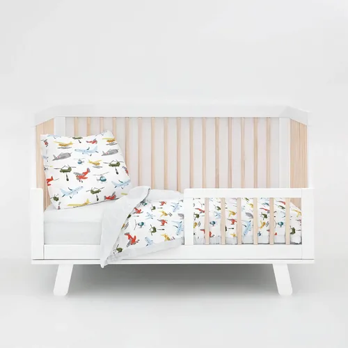 Little Unicorn Juego de ropa de cama de 3 piezas para niños pequeños, incluye edredón, sábana para cuna y funda de almohada, tela de muselina suave