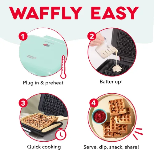 Miniatura 5 de DASH Miniwaflera sin goteo: Plancha para hacer wafles de 1200 W + máquina waflera para hacer wafles, papas hash brown, o cualquier desayuno