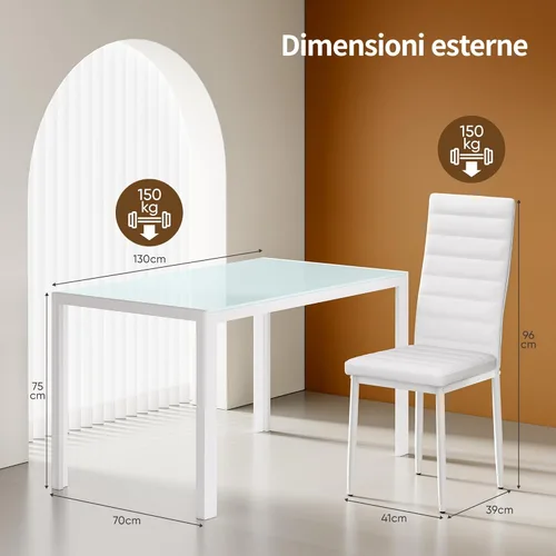 Miniatura 3 de Juego de mesa de comedor de cocina Bealife para 6, juego de mesa y sillas de 7 piezas de vidrio templado moderno para el hogar, cocina, sala