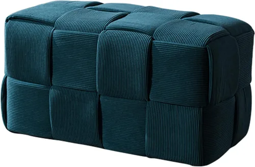 Miniatura 11 de QQXX Puf otomano tejido hecho a mano, taburete tapizado de terciopelo, moderno reposapiés cuadrado acolchado para sala de estar, dormitorio, entrada