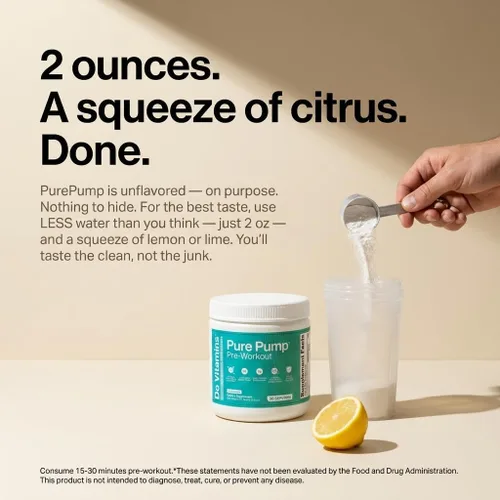 Miniatura 7 de Do Vitamins - PurePump - Polvo de Preentrenamiento Totalmente Natural Sin Sabor para Hombres y Mujeres - Preentrenamiento Limpio con Creatina, BCAA