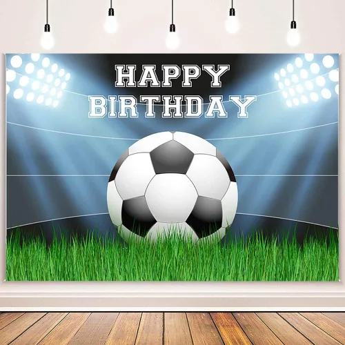 Miniatura 2 de AIBIIN Telón de fondo de fiesta de cumpleaños de fútbol, fondo de fotos de campo de fútbol, decoración de fiesta de fútbol para hombres, campo
