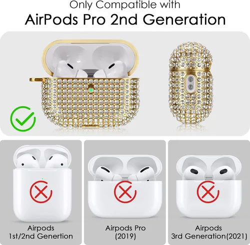 Miniatura 2 de Funda para AirPods Pro de 2ª generación, Filoto Cute AirPod Pro 2 Funda protectora para mujeres y niñas, brillantes de cristal de PC Apple Air Pods