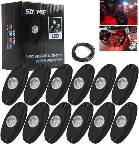 Miniatura 7 de SUNPIE 8 cápsulas de luces de roca de conexión rápida azul, cables de extensión de 4M para cada luz, 3 chips de alta potencia, almohadillas