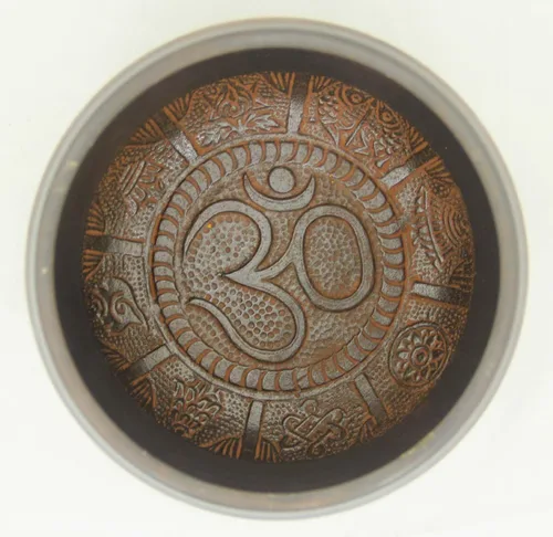 Miniatura 3 de Cuenco tibetano grande de 5.5 pulgadas OM Peace con mazo y cojín