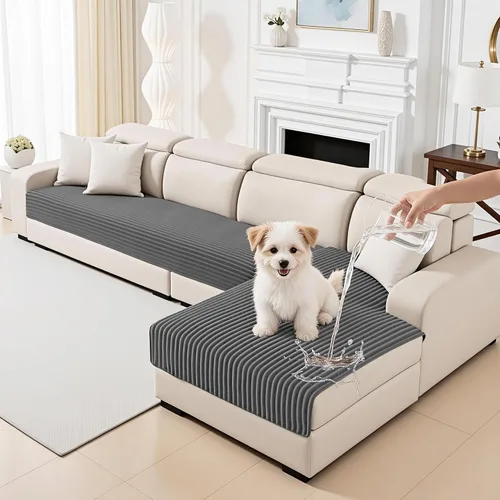 Miniatura 14 de MYSKY HOME Fundas de sofá para sofá seccional, funda de sofá en forma de L, fundas de sofá 100% impermeables para perros, funda de sofá modular