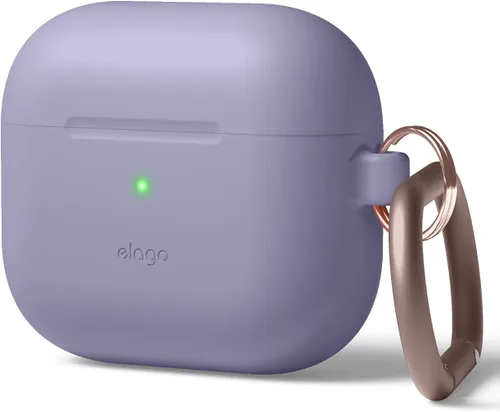 elago Funda de silicona compatible con AirPods de tercera generación, compatible con AirPods 3, mosquetón incluido, soporta carga inalámbrica,