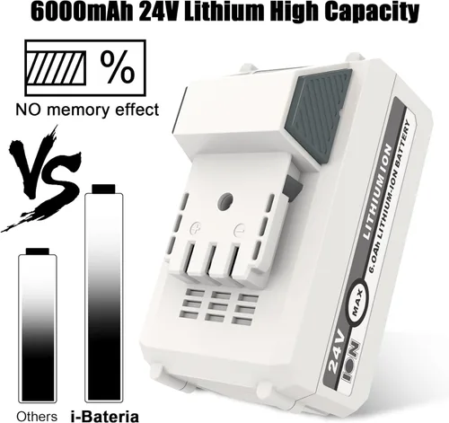 Miniatura 3 de Batería de repuesto de 24 V para Sun Joe + Snow Joe 24V batería 24BAT-LTE/LTW/LTX/XR/LT, batería de 6.0Ah compatible con todos los sopladores