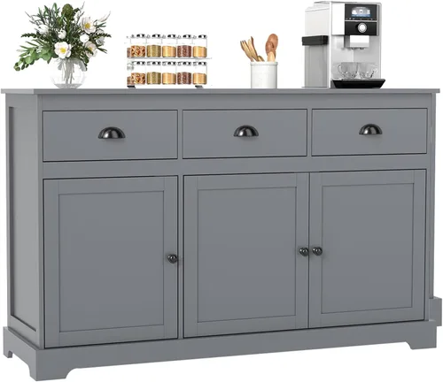 Miniatura 11 de Giantex Aparador buffet para servidor de almacenamiento, mesa de consola para el hogar, cocina, comedor, muebles de entrada con 2 armarios y 3