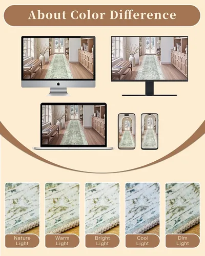 Miniatura 89 de Madane Tapete lavable de 2 x 10 pies para pasillo, cocina, recibidor, clásico, suave, antideslizante para interiores, casa de campo, baño, sala