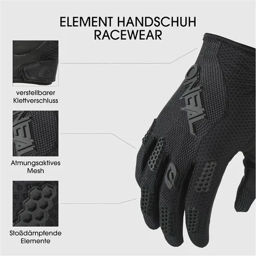 Miniatura 2 de O'NEAL Element Glove - Ropa de carreras para hombre, color negro 12