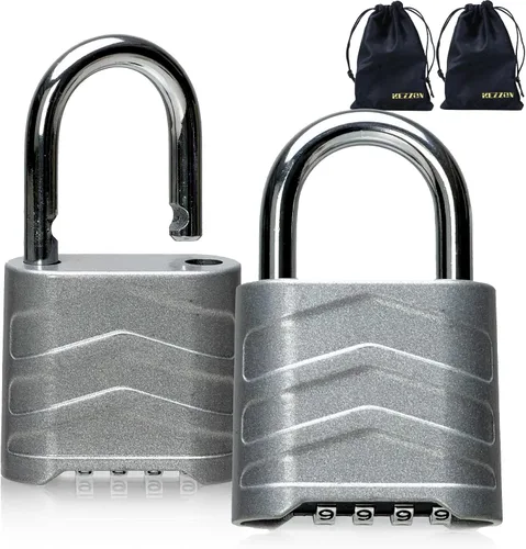 Miniatura 12 de Candado combinado para exteriores, 2.2 pulgadas, 2.205 in, ligero, resistente a la intemperie, 4 digitales, cuerpo de aluminio de seguridad