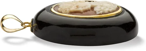 Miniatura 2 de PalmBeach - Colgante de oro amarillo de 10 quilates, forma ovalada, genuino, camafeo natural, ónix negro (1.181 in), Shell, Ónix