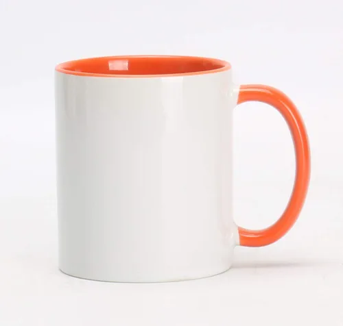 Miniatura 10 de Taza de café de sublimación de cerámica blanca de 11 onzas con colores sólidos en el interior y mango negro, rojo, rosa, azul, verde y amarillo, 6