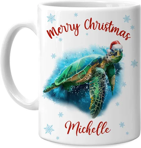 Miniatura 13 de Hyturtle Regalos personalizados para amantes de los ajolotes – Taza de café de cerámica con nombre personalizado de Feliz Navidad de 11 oz – Lindo