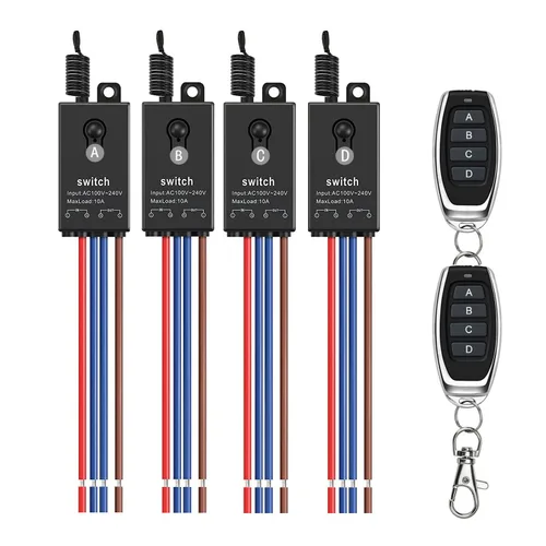 Miniatura 10 de Interruptor de control remoto de 12 V, mini interruptores inalámbricos de 2 vías, relé CC de 12 V/24 V/48 V/10 A con alcance largo de 328 pies