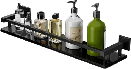 Miniatura 21 de Alise Estantes de baño, estante de vidrio dorado para baño, estantes flotantes modernos, 20 pulgadas Dorado y Negro