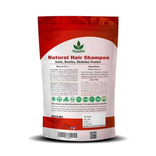 Miniatura 2 de Champú natural para cabello 8 oz, AMLA REETHA SHIKAKAI POWDER (Phyllanthus emblica, Sapindus mukorossi, Acacia concinna), producto de Havintha, 8.01