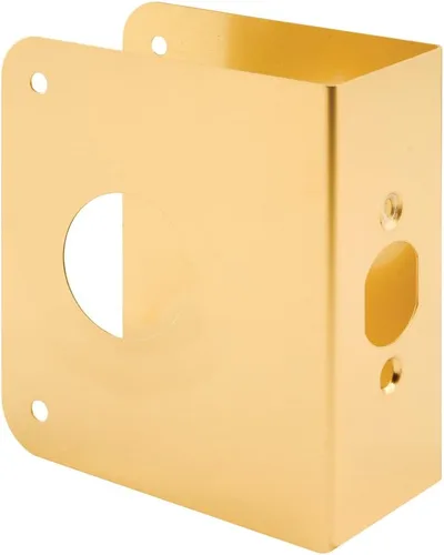 Prime-Line U 9978 - Placa de refuerzo de puerta y cerradura de latón para puertas de 1-3/4 pulgadas de grosor, acabado de latón (paquete individual)