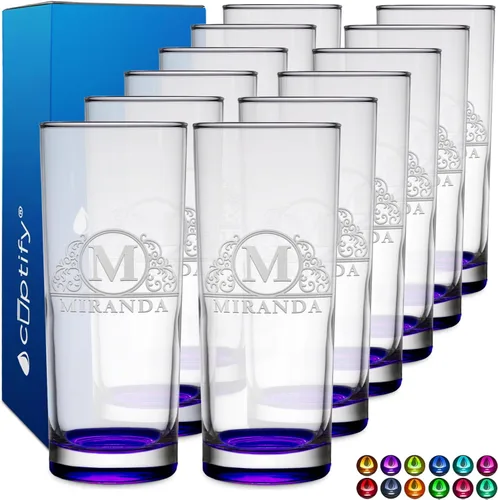 Miniatura 72 de Highball personalizado de 10.5 onzas con fondo negro, vaso Collins alto personalizado, cóctel de bebida mixta recta, inicial con nombre de regalo