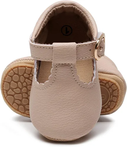 Miniatura 3 de HONGTEYA Zapatos planos Mary Jane para bebés y niñas, antideslizantes, para los primeros pasos, suela suave, piel sintética, zapatos de cuna