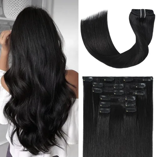 Miniatura 17 de UGOTRAYS Extensiones de cabello humano real de color rubio fresa a rubio decolorado, 12 pulgadas, lacio, doble trama, cabello Remy con clip, 2.47