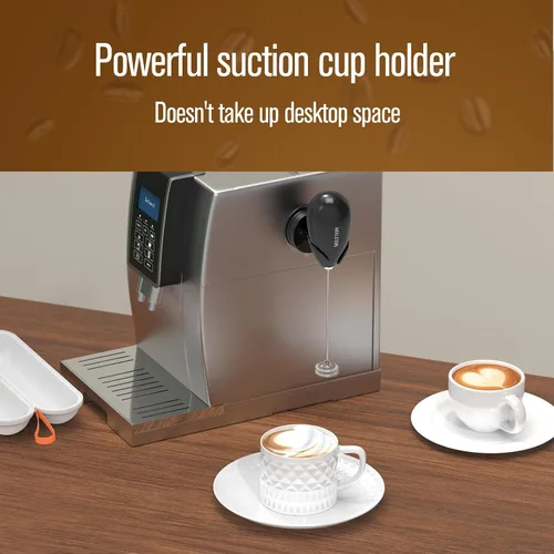 Miniatura 2 de Hiltton Espumador de leche recargable con soporte y bolsa de viaje - Espumador eléctrico portátil de mano, batidor desmontable impermeable de acero