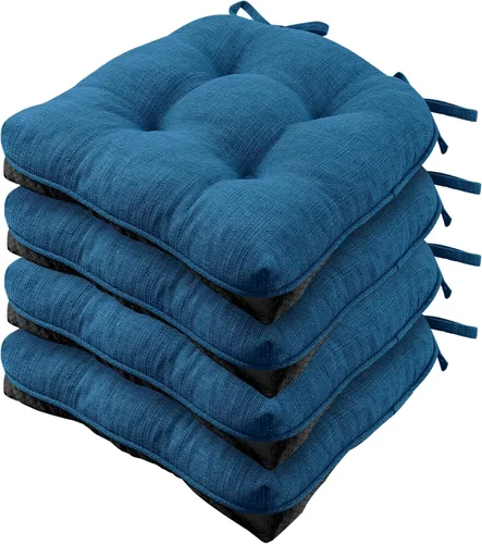 Miniatura 22 de Almohadillas de silla Wellsin para sillas de comedor, cojines de silla de cocina antideslizantes con lazos, juego de 4 almohadillas de silla de Caqui